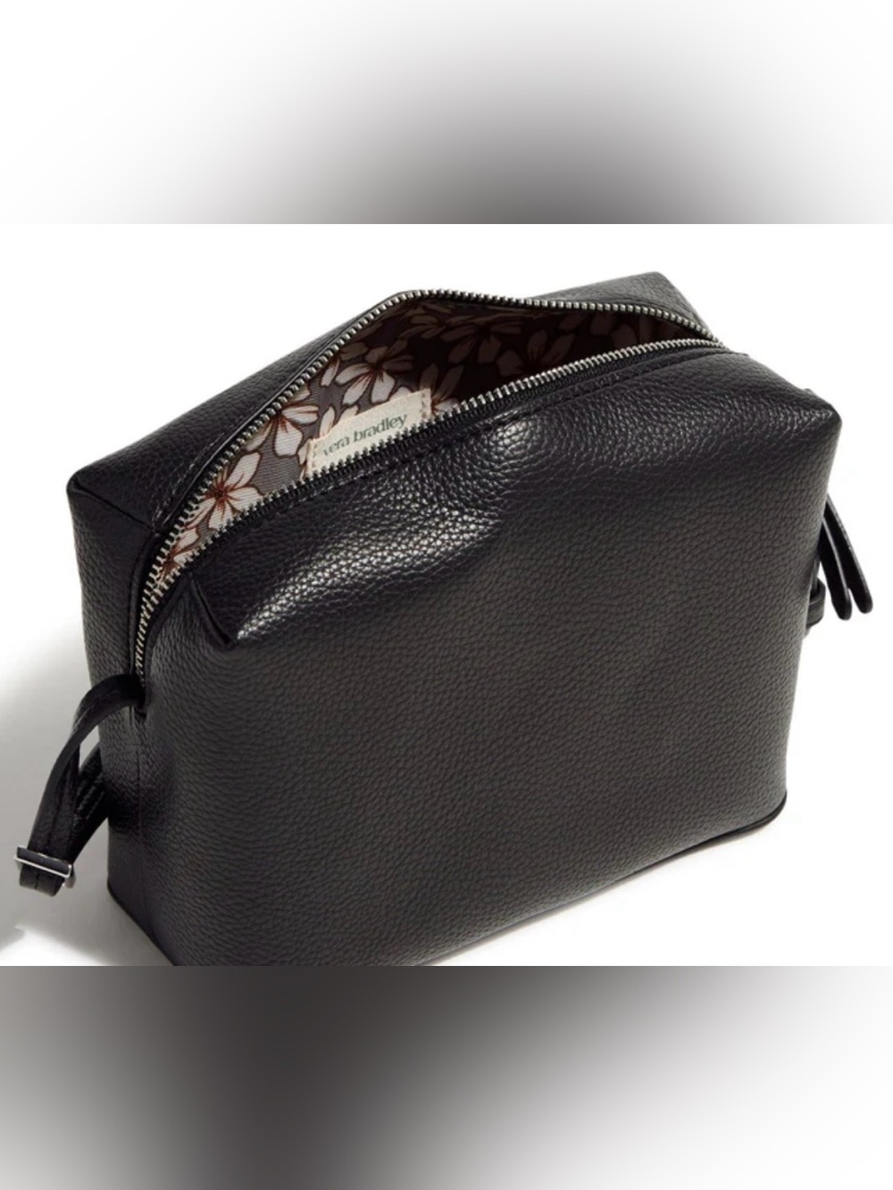 Vera Bradley Tan Pebbled Vegan Leather Pouch with Floral Lining NWT